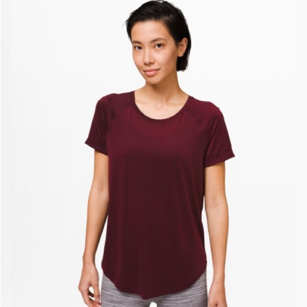 Lululemon Open Up Tie Back Short Sleeve Tee Garnet